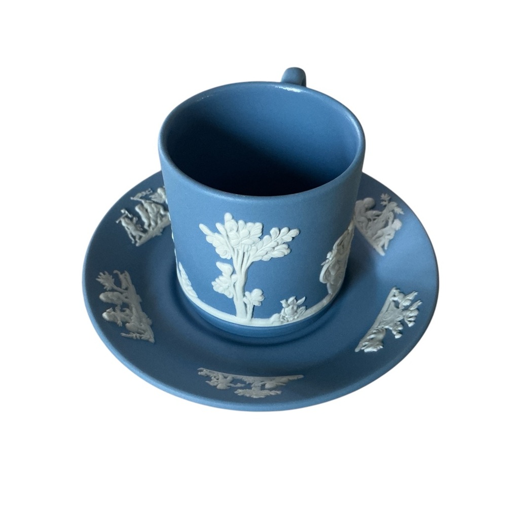 Wedgwood Jasperware Blue Cup and Saucer Set 4 of 6 - Picture 3 of 6